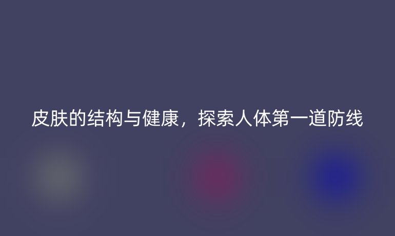 皮肤的结构与健康,探索人体第一道防线