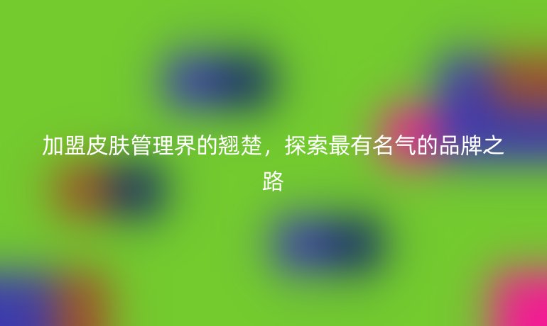 加盟皮肤管理界的翘楚,探索最有名气的品牌之路