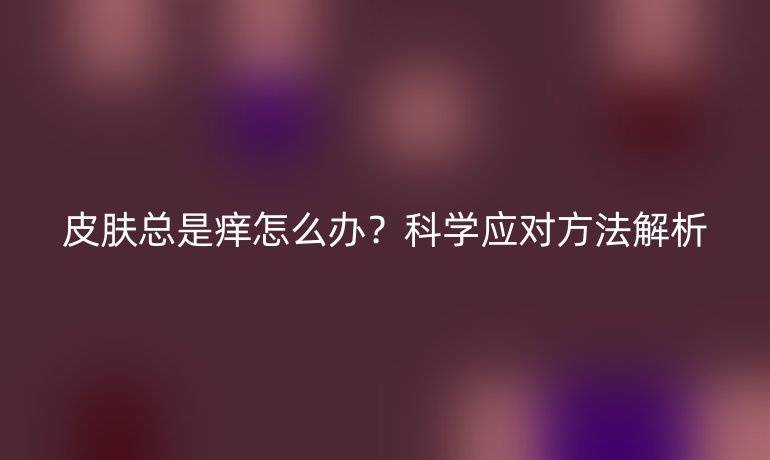 皮肤总是痒怎么办？科学应对方法解析